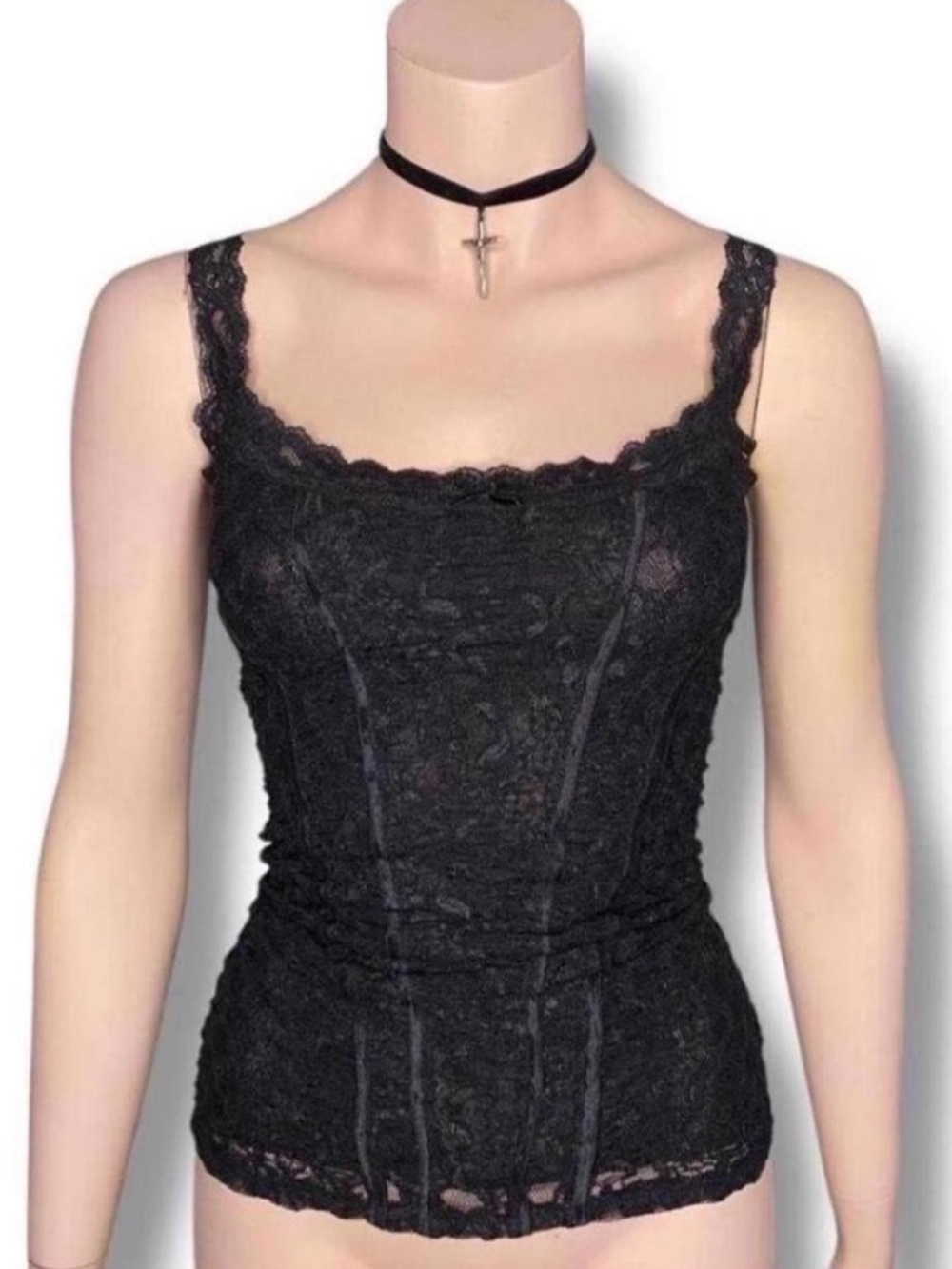 Vintage black lace cami top